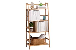 sogesfurniture Étagère échelle à 4 Niveaux Étagère de Rangement en Bambou Étagère bibliothèque Étagère à Chaussures Étagère à Plantes pour Bureau Chambre Cuisine Jardin Couloir Balcon Salle de Bain