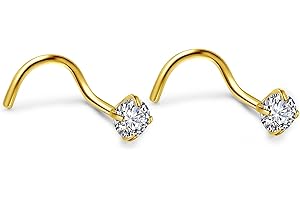 PiercingJ - 2PCS Anneau Boucle de Nez Septum Zircon Cristal Arcade Courbe Crochet Spiral Acier Inoxydable Bijoux de Corps