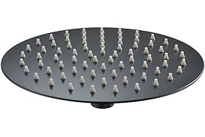 MICE COLLECTION IMEX - Rociador de ducha redondo - alcachofa ducha extraplano de acero inoxidable Ø 20 cm, Negro Mate - RDN001/NG