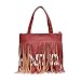 Produktbild Lonshell Mode Citytasche mit Quaste Damen Elegant Umhängetasche Vintage Tasche Geldbörse Tote Reisen Crossbody Schultertasche Schulranzen Große Kapazität (Rot)