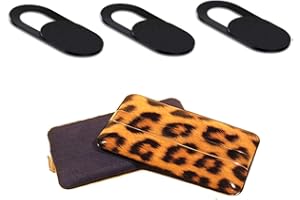 REFINED / HONEEY (CHOOSE OPTION) Self Adhesive Slider Webcam Mobile Laptop Tablet Camera Cover Thin and Discreet - Online Privacy with Screen Cleaner options (3 Webcam Covers + Leopard Screen Cleaner)