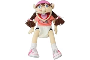 RNPKZ Jeffy Puppet Plush Toy Doll, 60CM Jeffy Hand Puppet with Working Mouth, Mischievous Funny Puppets Toy, Soft Hand Puppets for Kids Play House Birthday Christmas Halloween Party Gift (Pink,Phoebe)