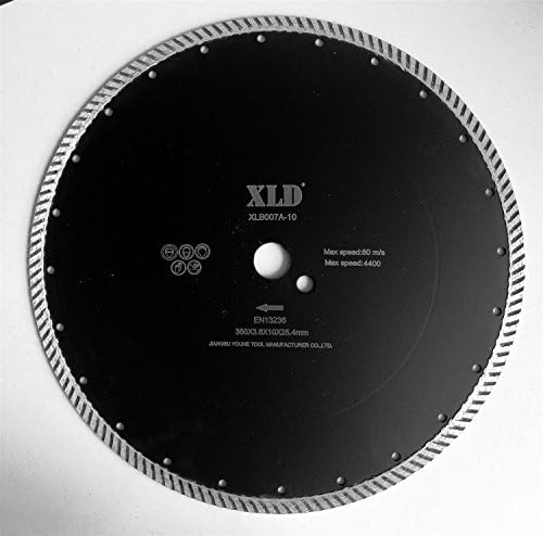 Saw Blades XLD Cold-pressed Turbo Diamond Saw Blade,Widely Use In Building Materials Cutting ,Grade A,14 Inch, Sale Directly By XLD Manufacturer By XLDTOOL ( Size : 350*3.6*10*25.4mm )