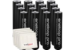 Kraftmax Panasonic PRO XX AAA/Micro akumulatory, 16 sztuk, najnowsza generacja, 950 mAh, wysokowydajne akumulatory w pudełku kraftmax V5
