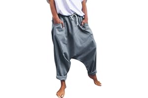 POLPQED Pantalones Harem Retro Lisos Cagados Etnicos Yoga Thai Comodos Anchos Unisex Adulto Pantalones Bombacho - Harén Pantalón Chandal árabe Pantalones de Yoga Pantalones Deportivos Harem Pantalón