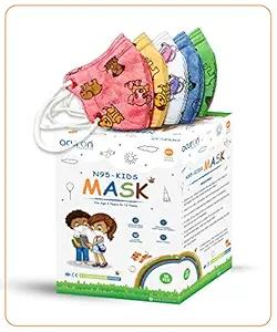 Acuron N95 Kids Mask, 4 Layered Filtration, Pack Of 50 Pcs Mix Color Pack, Ear Loop Style