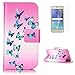 Produktbild CaseHome Samsung Galaxy J5 2016/J510FN Stoßfest PU Leder Hülle (mit Frei Displayschutz) Mode Schön Zeichnung Muster Brieftasche Entwurf Bunt Buchstil Magnetverschluss Stand-Funktion mit Kreditkarten-Slots Premium Faux PU-Leder Schützend Fall Abdeckung Haut Schale für Samsung Galaxy J5 2016/J510FN-Blau Schmetterlinge