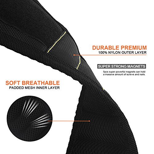 Grsta Beste Magnetische Armbänder, mit 5 leistungsstarken Magneten Magnet Armbänder für Holding Werkzeuge, Schrauben, Nägel, Schrauben, Dübel, Bohrungen und kleine Werkzeuge, Nägel und Schrauben Tasche -Best Werkzeug Geschenk für DIY Handwerker, Vater, Ehemann, Freund, Männer, Frauen（Schwarz） - 3