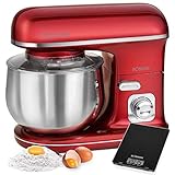 Incluye Gancho especial para amasar la masa pesada, el pan y la masa de pasta / Gancho agitador especial para pasta quebrada, masa de galletas, etc./ Gancho batidor de acero inoxidable con protección contra salpicadura para batir claras de huevo, nata, merengues, etc.