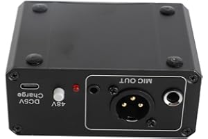 DPOFIRS Preamplificador de Micrófono, Preamplificador de Micrófono de Alta Ganancia con PhantomPower de 48 V para Micrófonos Dinámicos y de Condensador, Preamplificador de Micrófono de