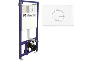 STRUCTIO INTERNATIONAL Cassetta di Risciacquo per Vaso Sospeso Set Incl. Piastra di Azionamento e Angolo di Montaggio Elemento per WC