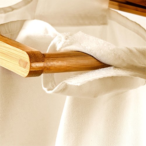 Relaxdays Wäschesammler LINEA Bambus HxBxT: 73 x 34 x 33 cm Wäschekorb aus Stoff mit einem Bambusgestell und Ablage zum Unterbringen von Wäsche als praktischer Wäschepuff mit seitlichen Griffen, natur - 6