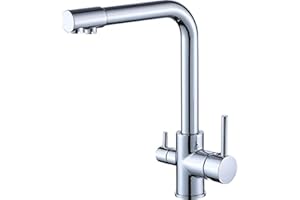 VALAZ Grifo Osmosis 3 Vías Cromado | Grifos Cocina Fregadero | Alta Presión, Monomando, Giratorio 360º, Ahorro de Agua | Instalación Fácil y Rápida | Latón, Acero Inoxidable, Serie Nilo