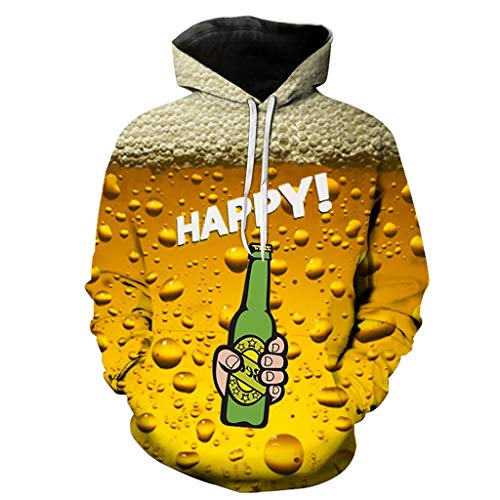 Preisvergleich Produktbild Luckycat Oktoberfest Pullover Herren Lässige Herbst Winter Kapuzenpullover 3D Druck Streetwear Langarm Caps Bierdruck Sweatshirt Hoodie Kapuzenpullover Oversize Sweatshirt Loose Fit Kapuzenjacke