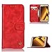 Produktbild Abuenora Hülle für Samsung Galaxy J4+ / J4 Plus 2018 Leder Tasche Handyhülle Schutzhülle Stoßfest Flip Case Klapphülle Ständer Brieftasche Ledertasche - Rot
