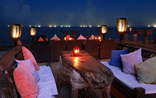 Cinoton 2er Set Solar Fackel Garten Licht Lampe 96 LED Flackerlicht Tanzen Flamme für Dekoration Festival Atmosphäre im Freien Wasserdicht - 4