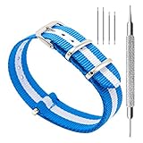 CIVO Armbanduhr BANDS NATO Premium Ballistic Nylon Uhrenarmband Edelstahl Schnalle 18 mm 20 mm 22 mm mit Top SPRING BAR Werkzeug und 4 Spring Bars Bonus (Sky/Ivory, 22mm)