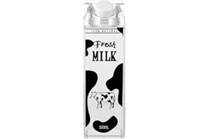Cabilock Bouteille d'eau en carton de lait de 500 ml Vache imprimée en plastique transparent Bouteille de lait portable pour les voyages en plein air Camping