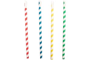 GARCÍA DE POU 100 Stück - gestreifte Trinkhalme mit Löffel Ø0,8 x 21 cm Papier sortiert