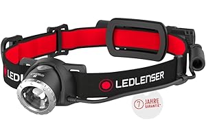 ‎LEDLENSER Ledlenser H8R Stirnlampe LED, aufladbar mit Lithium 18650 Akku, 600 Lumen, fokussierbar, bis zu 120h Laufzeit, rotes Rücklicht, schwenkbar, USB Ladekabel, Headlamp