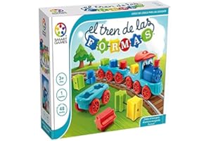 smart games SG040ES Train Forms, Educational, Wooden Games For Preschool, Toys, Kids Gift, Puzzle Cars, multicoloured, 48 Retos