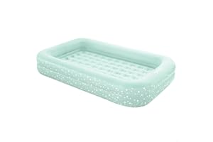 ‎INTEX INTEX KidzTravel Luftbett für Kinder ab 3-6 Jahren (71×132×10 cm) – Kinder Reisebett aufbalsbar mit Umrandung inkl. Luftpumpe Gästebett Beistellbett, Mintgrün mit Sternenmotiv