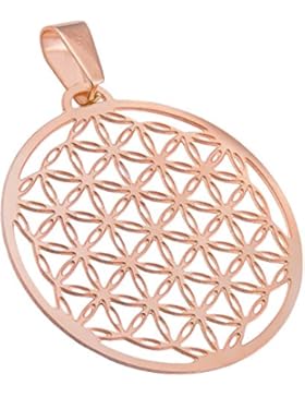 Blume des Lebens Rosegold Ketten-Anhänger für Damen Edelstahl poliert 35mm