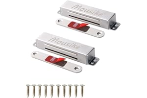 Mousike Serratura Magnetica per Porta Heavy Duty 40KG Magnete per Porta in Acciaio Inox con Forte Serratura Magnetica per Armadio da Cucina Armadio Armadio per Porta (Argento Confezione da 2 Pezzi)