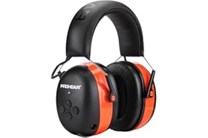 PROHEAR 037 Protector Auditivo con Bluetooth, Cascos Antiruido Bluetooth Recargables para Cortar el Césped, Carpintería,Jardinero (Naranja)