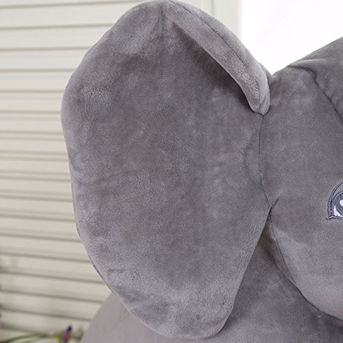 Kenmont Baby Kind Kinderkopfkissen Elefant elephant pillow weichem Schlaf Stuffed Plüsch Kissen Plüschtiere besten Geschenke 100% Baumwolle, 40cm*37cm*25cm (Grau) - 3
