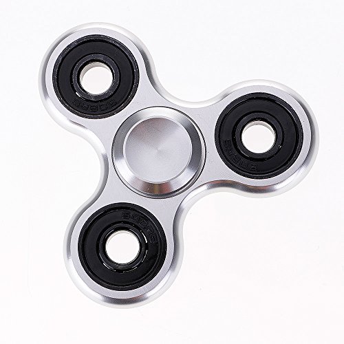 GGG Metal Tri Fidget Hand Spinner Stress Reducer Durable EDC Kids Adults Toy Super Long Spinner Time Great For ADHD Anxiety Autism and So On(Silver)
