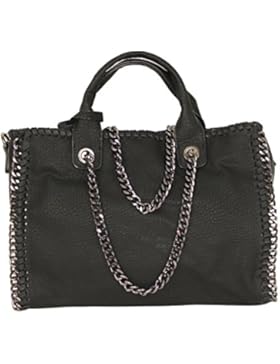 Limited Colors Henkeltasche Damen GRACE Lederlook mit Kette und Schultergurt