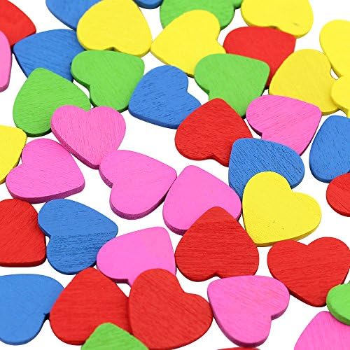 DEKOWEAR Hearts self-Adhesive with Glue Point 50 Pieces for Decorating Wood, 18 mm with Heart-Shaped Proof of Love - Handmade Lucky Charm Colored (Colored)