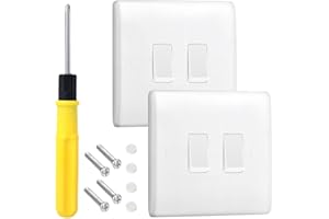 Acmerota Interruptor de luz de 2 vías y 2 vías 13 AX 250 V,Interruptores de luz eléctricos de borde curvo Interruptor de luz doble para oficina en casa Blanco, con tornillos (paquete de 2)