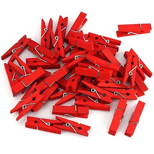 Leisial 50 Stück Mini Foto Clip Wäscheklammern aus Holz,Schwarz - 6