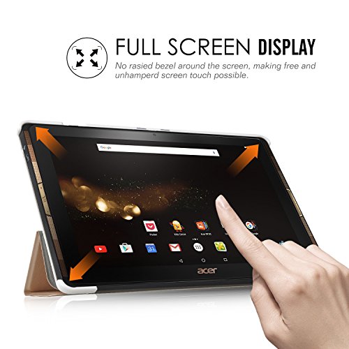 Acer Iconia Tab 10 A3-A40 hülle ,IVSO® Ultra Schlank Superleicht Ständer Slim Leder zubehör Schutzhülle für Acer Iconia Tab 10 A3-A40 Tablet PC Tablet-PC perfekt geeignet (Für Acer Iconia Tab 10 A3-A40, Golden) - 2