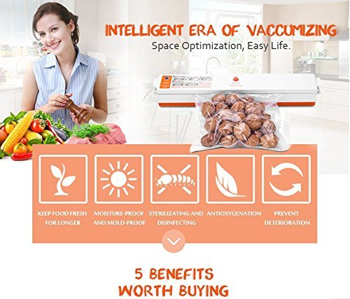 ROGUCI Kleine Vakuumiergeräte,Vakuumierer, Vakuumiert ,Folienschweißgerät ,Vakuumieren von Lebensmitteln Vakuum kuumierer für zu Hause,Vakuumiergeräte für Haushalt, Gastronomie, Handel und die Industrie inkl. 15 gratis Vakuumbeutel Vakuumiergeraete 100 W - 3