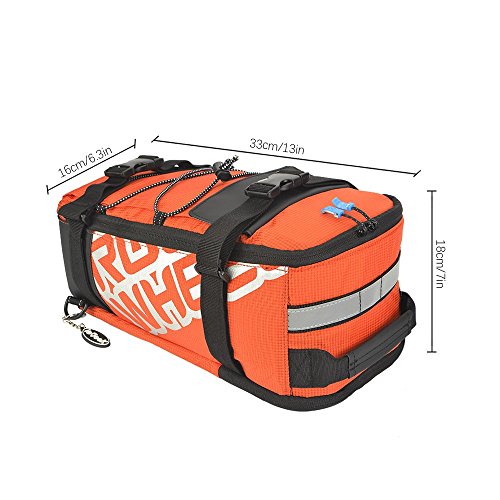 Roswheel 2 in 1 Gepäckträgertasche Radtasche Rucksack Wasserdicht 5 L mit Reflektierendem Band Outdoor (Orange) - 8