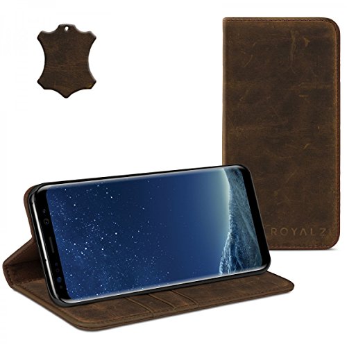 ROYALZ Ledertasche fÃ¼r Samsung Galaxy S8 Plus LederhÃ¼lle (fÃ¼r Galaxy S8+ SM-G955F / G955 und Galaxy S8 Plus Duos) Tasche Cover Vintage Etui Case Schutztasche SchutzhÃ¼lle - mit unsichtbaren Magnet, Farbe:Braun