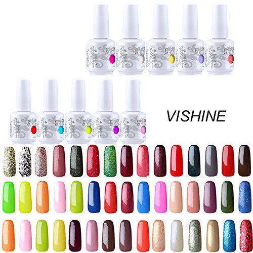 Vishine Pick Any 10 Colours Soak Off Gel Nail Polish Top Base Coat 10 x 15ML Manicure Set
