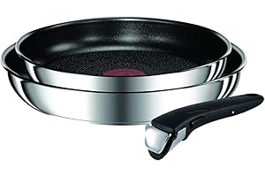 Tefal Ingenio Préférence Lot de 2 Poêles 22/26 cm + poignée amovible, Batterie de cuisine induction, Antiadhésif, Fabriqué en France L9409002, Inox