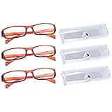 Un set de 3 gafas de lectura + 3 funda de gafas, marrón y negro gafas de lecture, estuche de gafas transparente