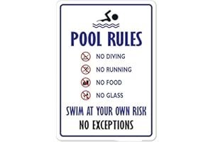 SAGASAVE Swimming Pool Rules Signs, 20 x 30 cm Outdoor Decor Pool Sign Predrilled Easy to Mount