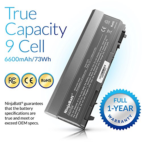 NinjaBatt® Laptop-Akku für Dell MP490 PT434 4M529 Latitude E6410 E6400 E6500 E6510 Precision M4400 M4500 KY265 NM631 GN752 U5209 KY477 – High Performance [9 Zellen/6600mAh/73wh] - 4