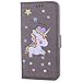 Produktbild iPhone 6 Plus / 6S Plus Hülle, Chreey (Unicorn) Niedlich [Regenbogen Einhorn] Glitzer Handyhülle Premium PU Leder Tasche Flip Wallet Cover mit Standfunktion Kartenfach Schutzhülle [Grau]