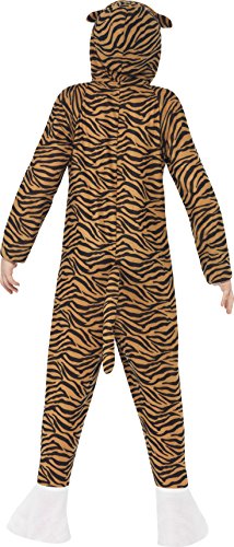 Smiffys Children's Unisex All In One Tiger Costume, Jumpsuit with Hood, Party Animals, SIze:M, Colour: Orange and Black, 27991