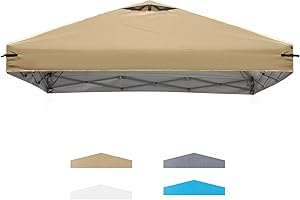 FLOUREE Gazebo Cover Replacement 2.5 x 2.5 m with Adjustable Straps, without Frame, Waterproof and UV Resistant, for Outdoor Shade (Roof Only, Beige)