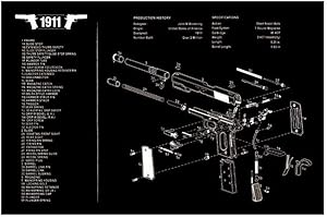KODENOR AR15 AK47. Gunreinigung Gummimatte mit Teilen Diagramm Anweisungen Armorer Bankmatte Mauspad for G 1911 Beretta 92 HK USP.