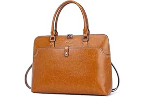 CLUCI Briefcase for Women Oil Wax Leather 15.6 Inch Laptop Slim Business Large Capacity Ladies Shoulder Bags