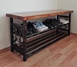  Vendimia Zapatero Banco de zapatos Organizador Hecho a mano Muebles de pasillo Almacenamiento de zapatos Estar